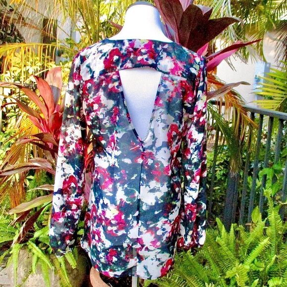 🍍3/$15🍍 Aqua Semi-Sheer Cutout Blouse - Picture 3 of 7